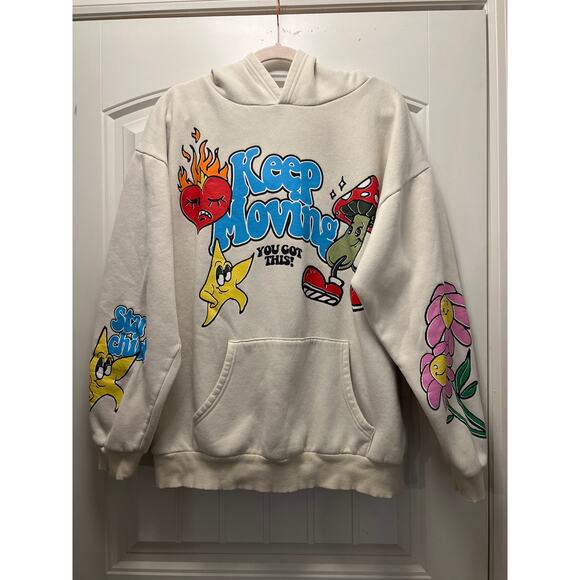 Pacsun Women’s Graphic Keep Moving Pullover Hooded Sweatshirt Size XL Multicolor - Picture 1 of 7